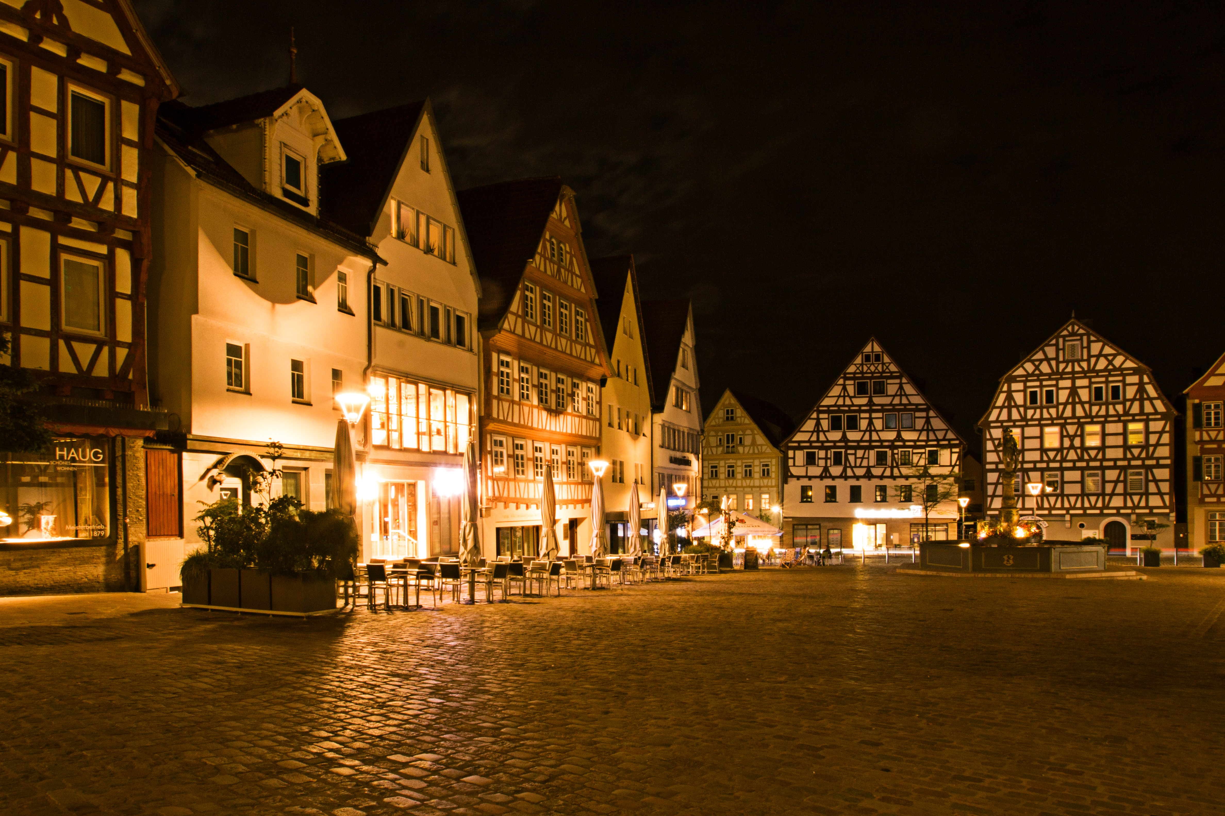 Marktplatz Leonberg bei Nacht